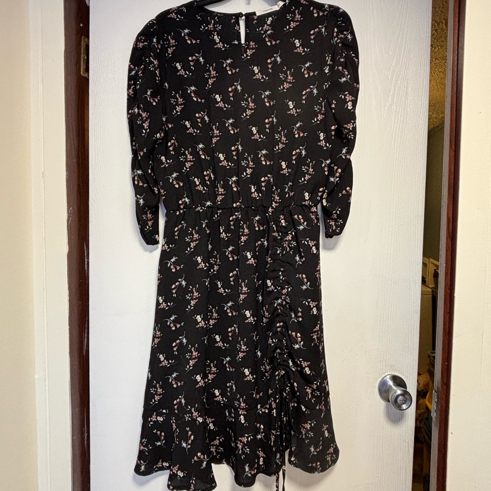 Maurices Black Floral Long Sleeve Dress